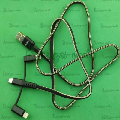 USB кабель 3 in 1 черный, нейлон