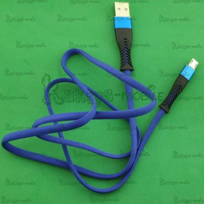Кабель USB + Micro USB Ver 54, синий, нейлон