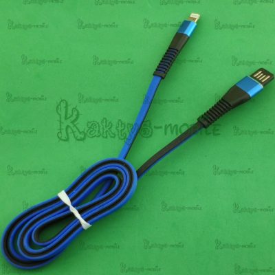Кабель USB + Lightning Ver 55, сине-черный, резина