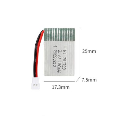 Аккумулятор элемент высокотоковый LiPo 701723 3.7В, 20C, емкость 180 мАч, разъем XH. АКБ, батарейка силовая квадрокоптера, дрона, вертолета.